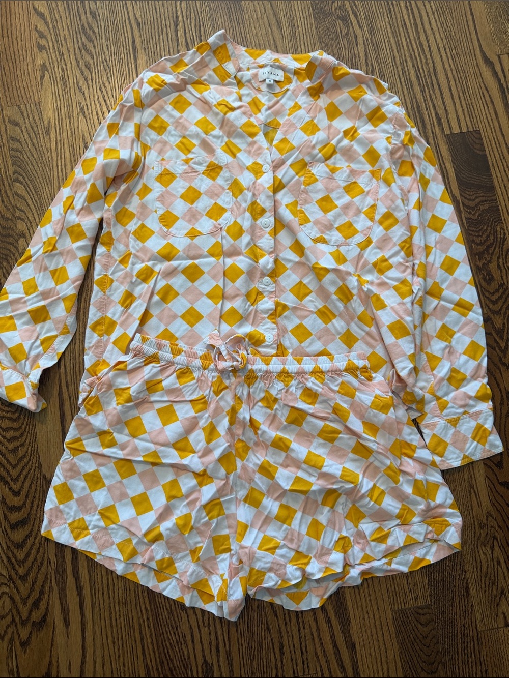 Piyama Yellow & Pink Check Pajama Set